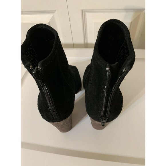 Gianni Bini Womens Sz 9M Black Open Toe Suede Leather Ankle Zip Wedge - Picture 8 of 8